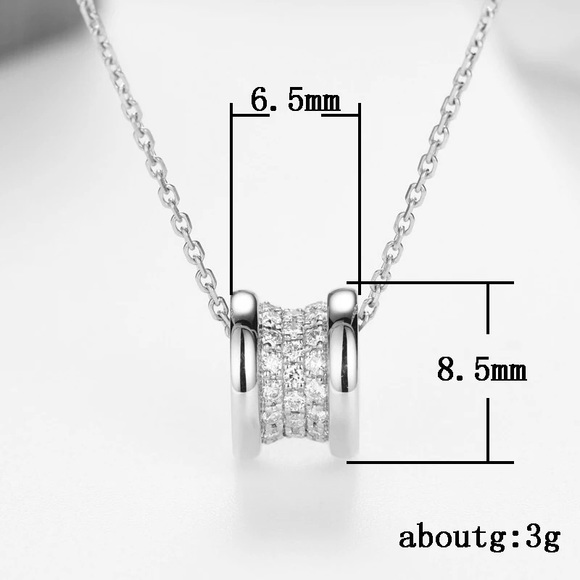 NIB 18kt White Gold Pave Barrel Diamond Necklace - Picture 6 of 6